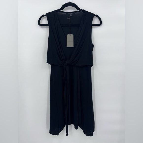 All Saints Women's Black Jayda Jersey Dress‎ Soft Stretchy Size small - Picture 4 of 7